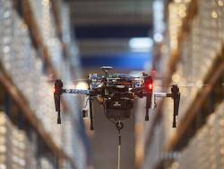Drone in a GEODIS warehouse
