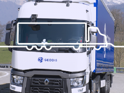 GEODIS truck in front of a warehouse