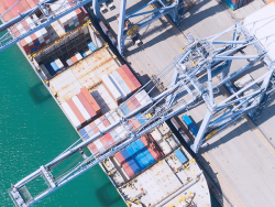 aerial view of a container harbor