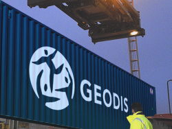 GEODIS containers get out from a truck
