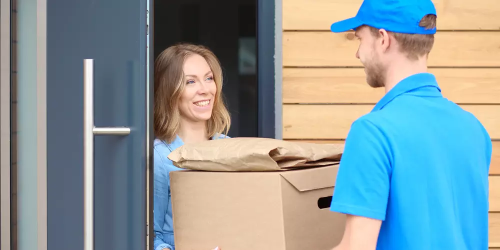 woman receiving a parcel