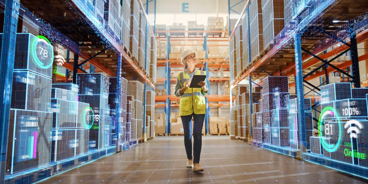 Lady preparing orders in an automated warehouse 