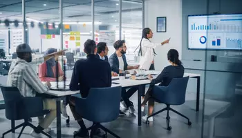 business team looking at big data analytics