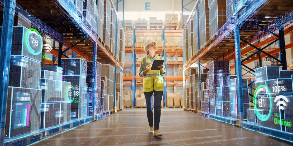 Lady preparing orders in an automated warehouse