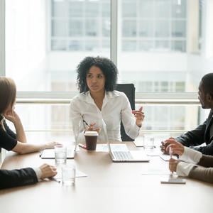 woman managing a meeting